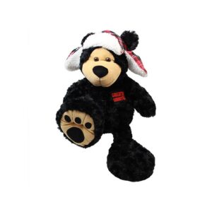 12 SITTING BIG FOOT BEAR W PLAID