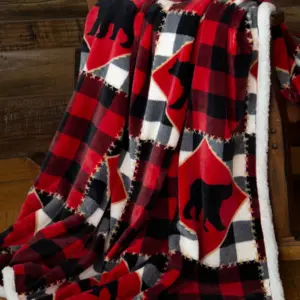 LUMBERJACK BEAR PLUSH THROW