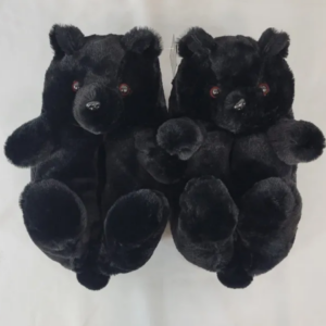 TEDDY BEAR SLIPPERS BLACK