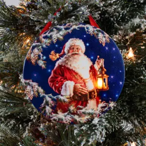 ENCHANTED SANTA LED CANVAS ORN