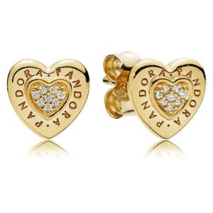 PANDORA logo heart stud earrings