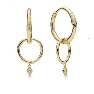Flower stem hoop earrings in Pan