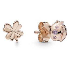 Ladybird and clover stud earring