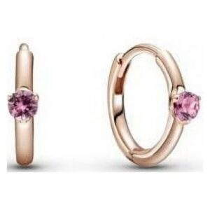 SOLITAIRE HUGGIE HOOPS, PINK
