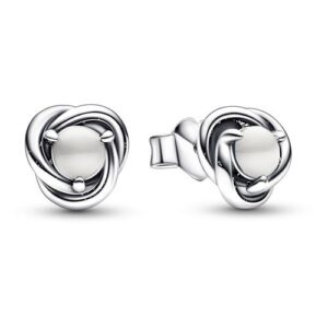 White Eternity Circle Studs