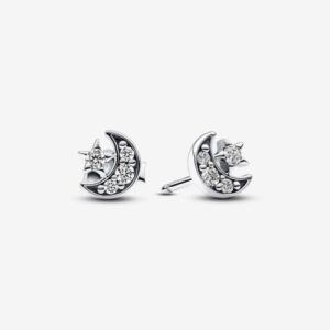 SPARKLING MOON & STAR STUDS