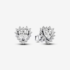 Sparkling Heart Halo Studs