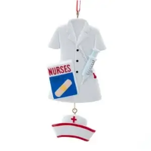 NURSE UNIFORM W DANGLE HAT ORN