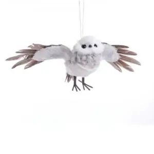 GRAY WHITE FLYING OWL