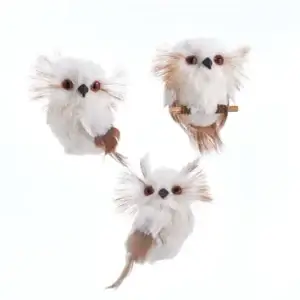 3 ASST CREAM OWLS ORNAMENTS