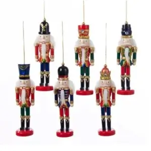 WOODEN NUTCRACKER ORN 6ASST