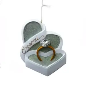 ENGAGED RING IN HEART BOX ORN