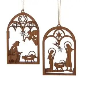 2 ASST WOOD NATIVITY ORN