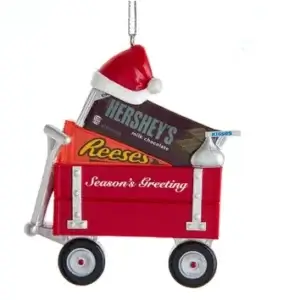 HERSHEY CANDY IN RED WAGON ORN