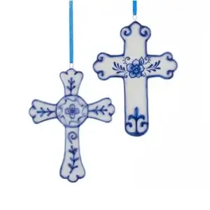 2 ASST DELEFT BLUE CROSS ORN