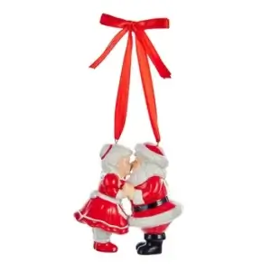 PORC KISSING SANTA N MRS CLAUS