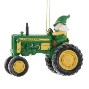 GNOME RIDING JDEERE TRACTOR ORN