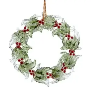 ACRYLIC RD GRN WREATH GLITTER OR