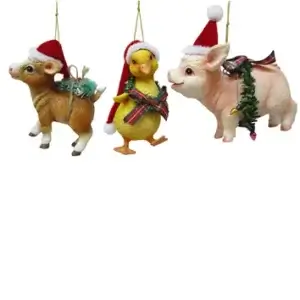 3 A FARM ANIMALS W SANTA HAT